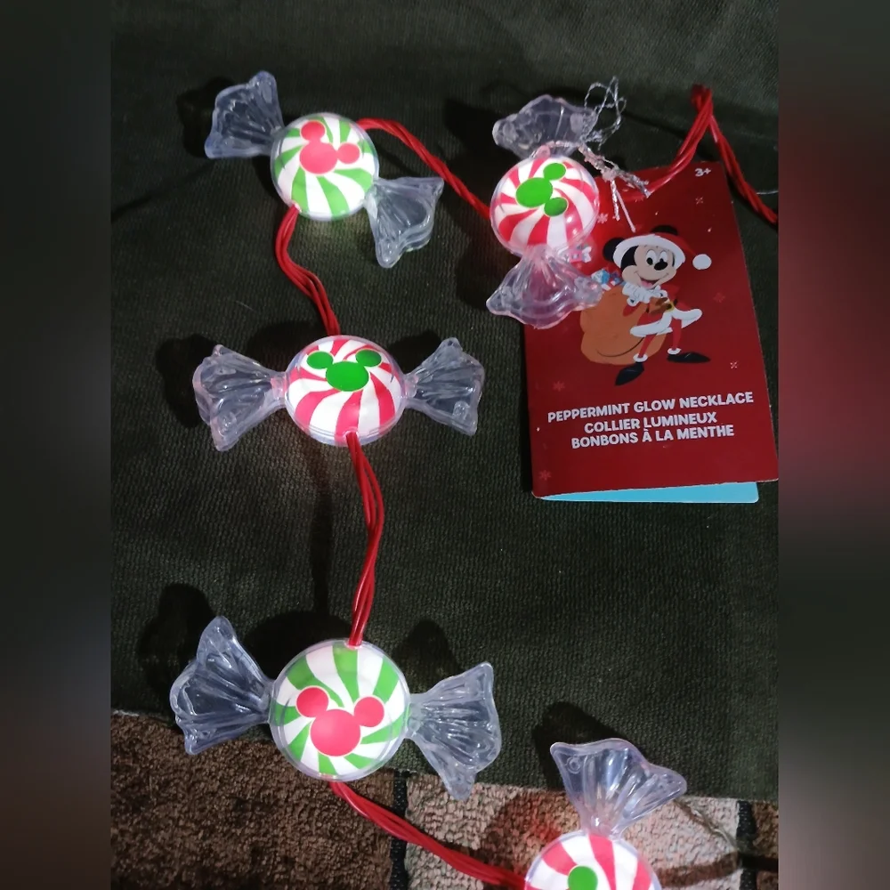 Peppermint candy light up glow necklace/ lanyard.